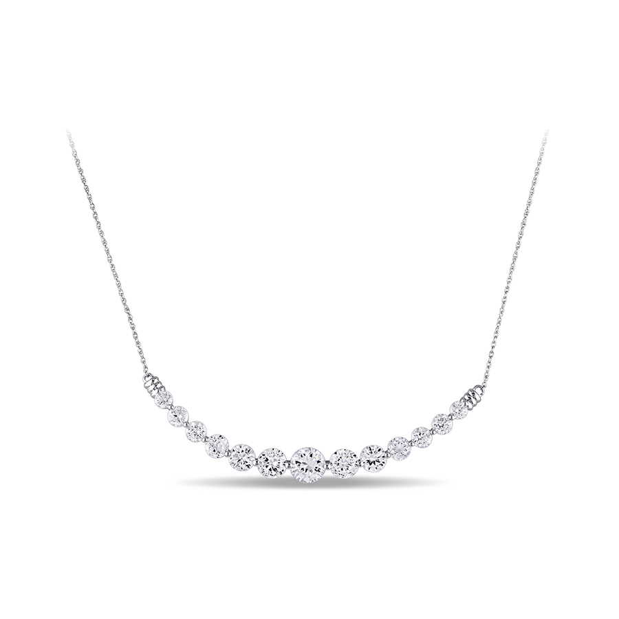 Amour 5.07 Ct Tgw Created White Sapphire Necklace In 10k White Gold In Gold / White