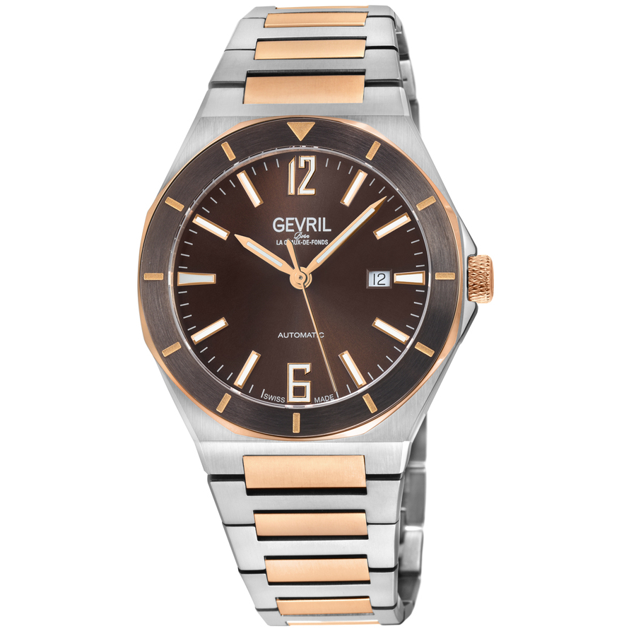 Gevril High Line Automatic Brown Dial Mens Watch 48403b In Two Tone  / Brown / Gold Tone / Rose / Rose Gold Tone