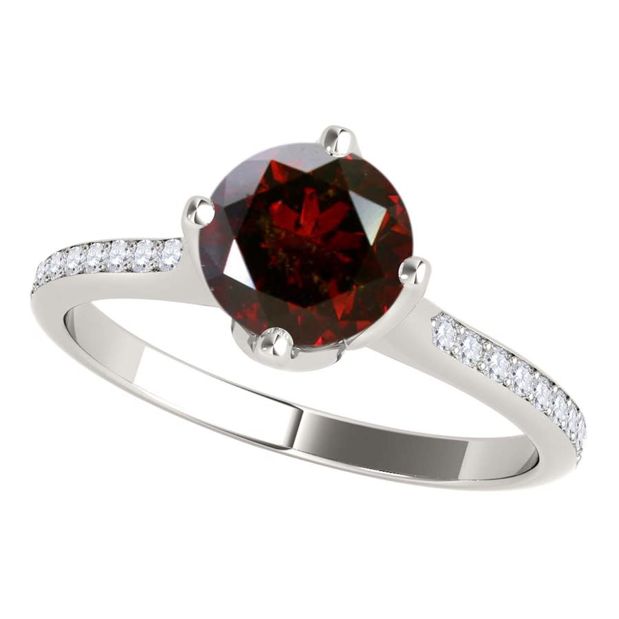 Click to view more detailed imagery on our partner's website Maulijewels 1.15 Carat Natural Round Red Diamond Women Solitaire Engagement Ring In 14k Solid White Gold In Size In Gold Tone,red,white