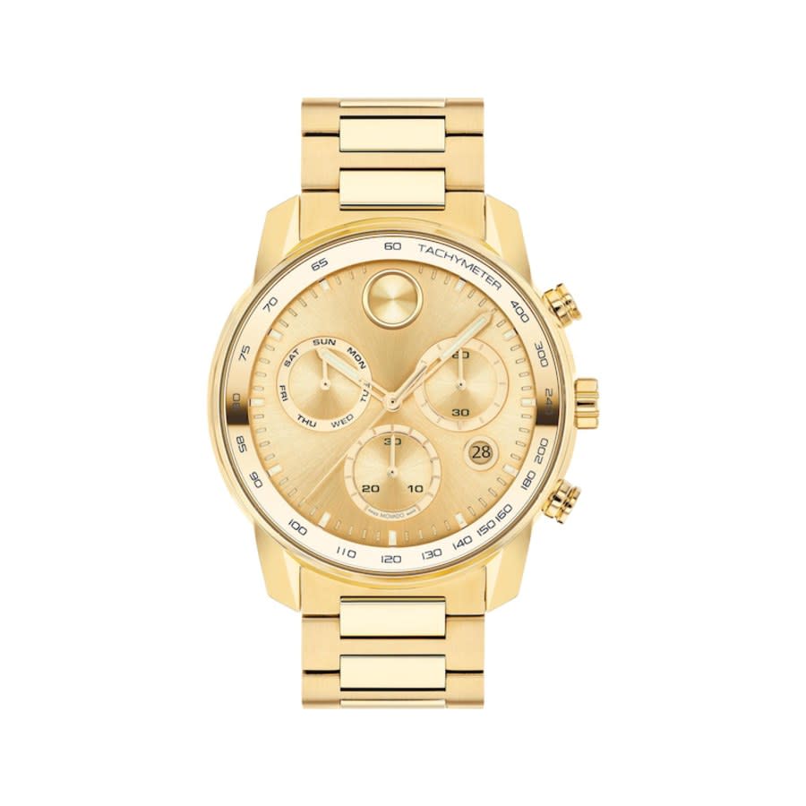 Movado Men's Bold Verso Yellow Ionic Gold-tone Plated Steel Bracelet Watch 44mm In Gold / Gold Tone / Yellow