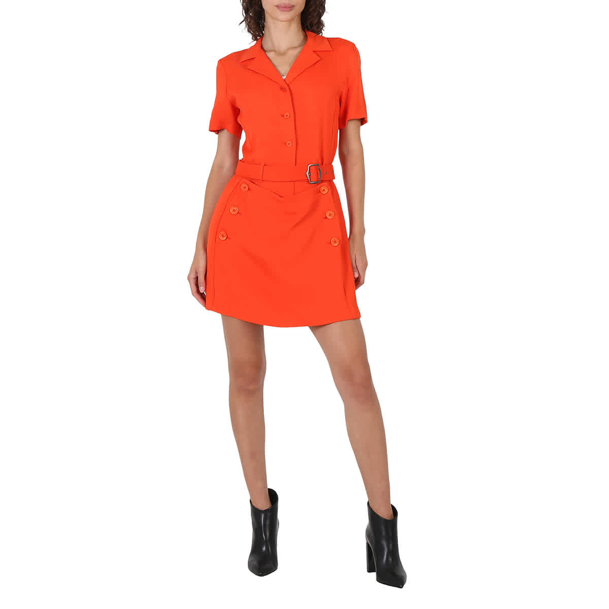 Shop Sies Marjan Thandie Compact Stretch Belted Mini Dress In Orange