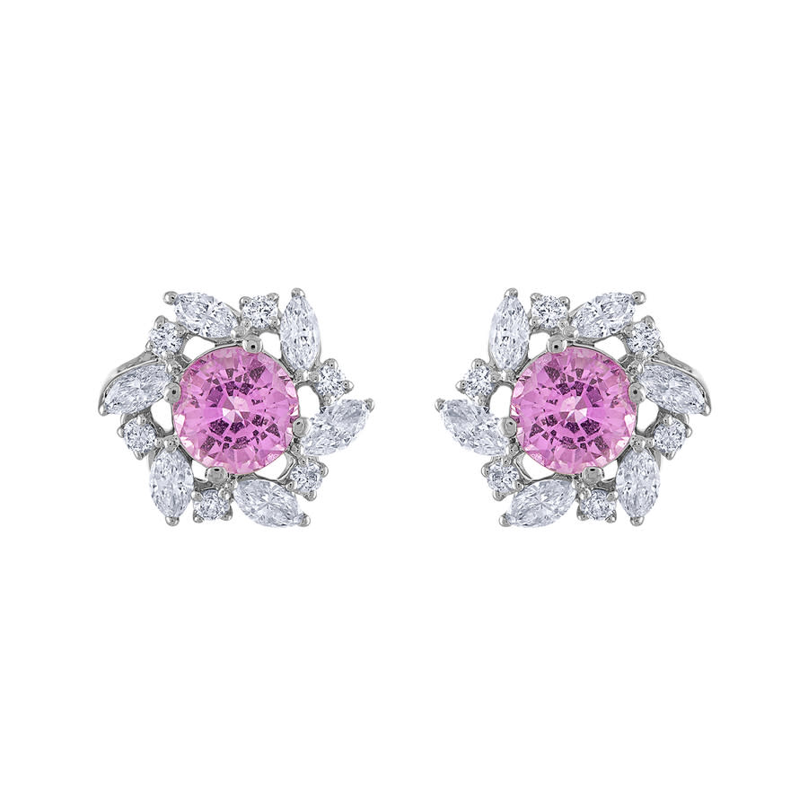 Shop Tresorra 18k White Gold Diamond & Pink Sapphire Earrings