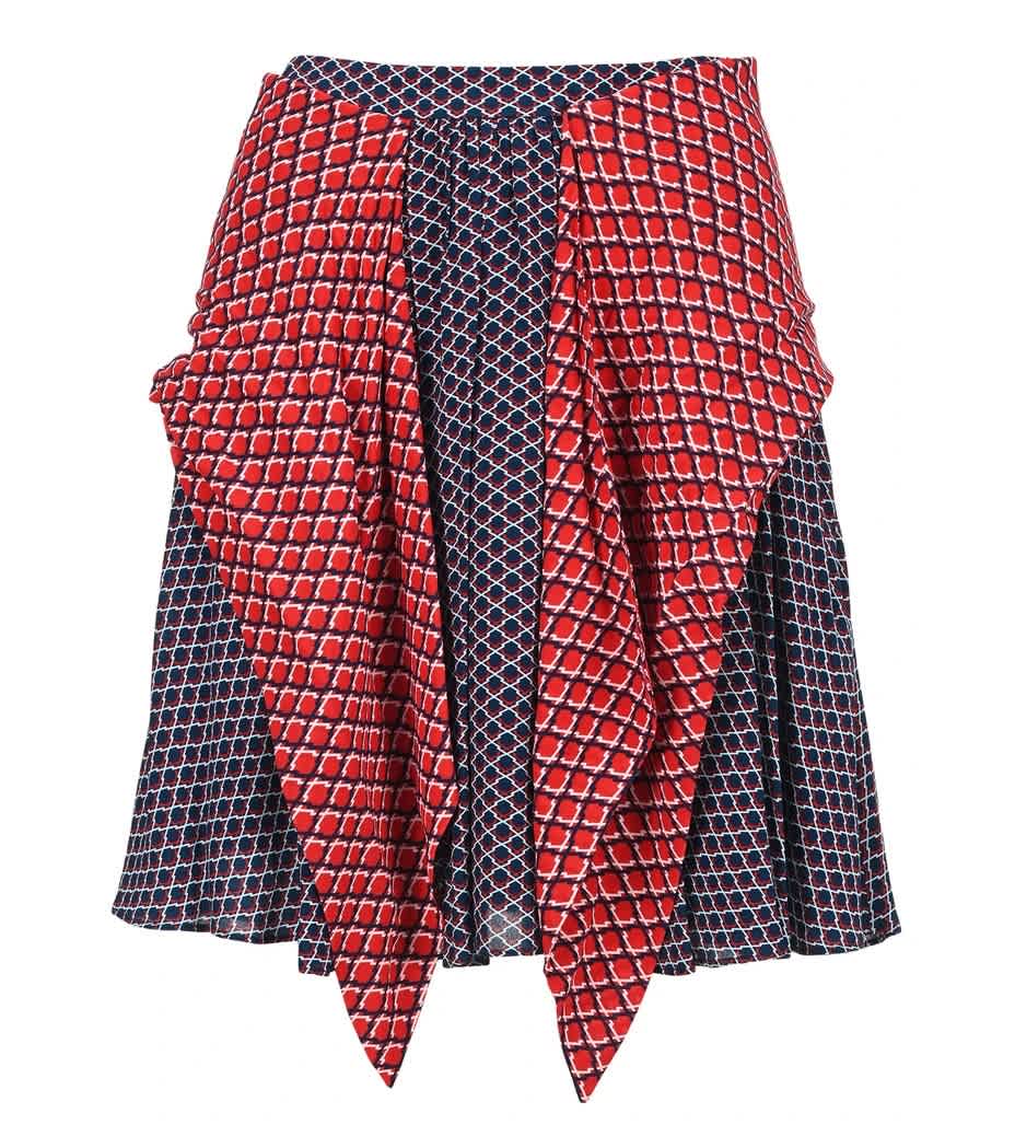 Kenzo Panelled Geometric-print Skirt In Deck Blue
