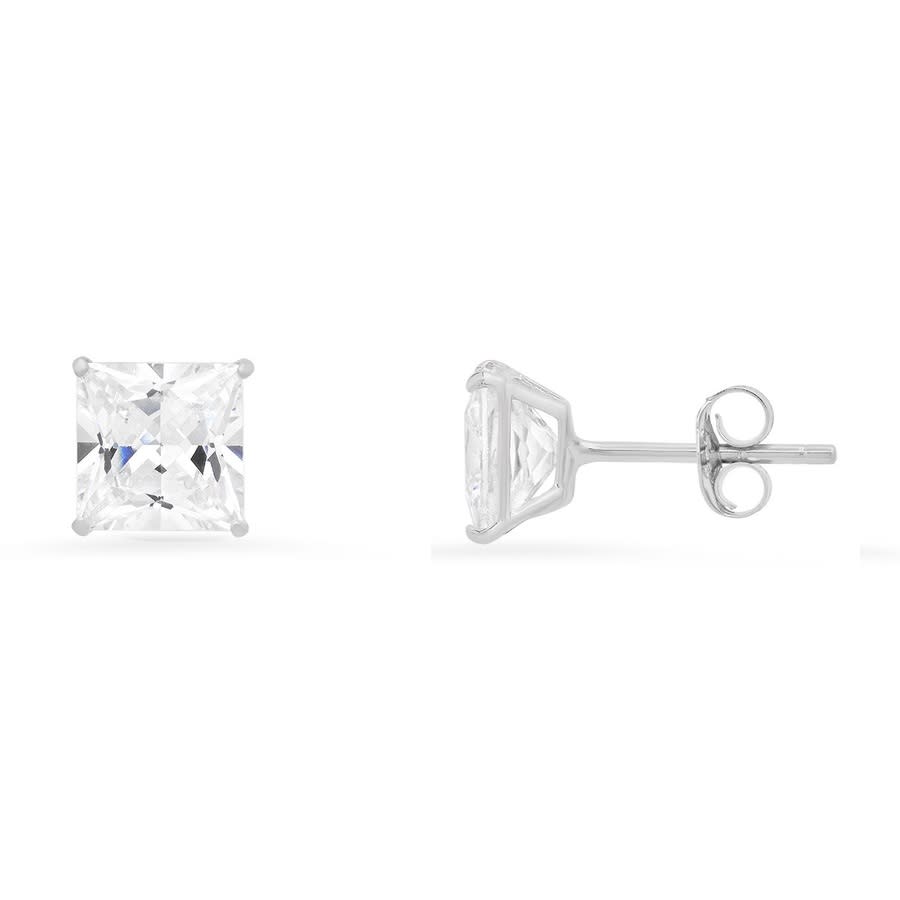 Kylie Harper 10k White Gold 6mm Princess-cut Cubic Zirconia Cz Stud Earrings