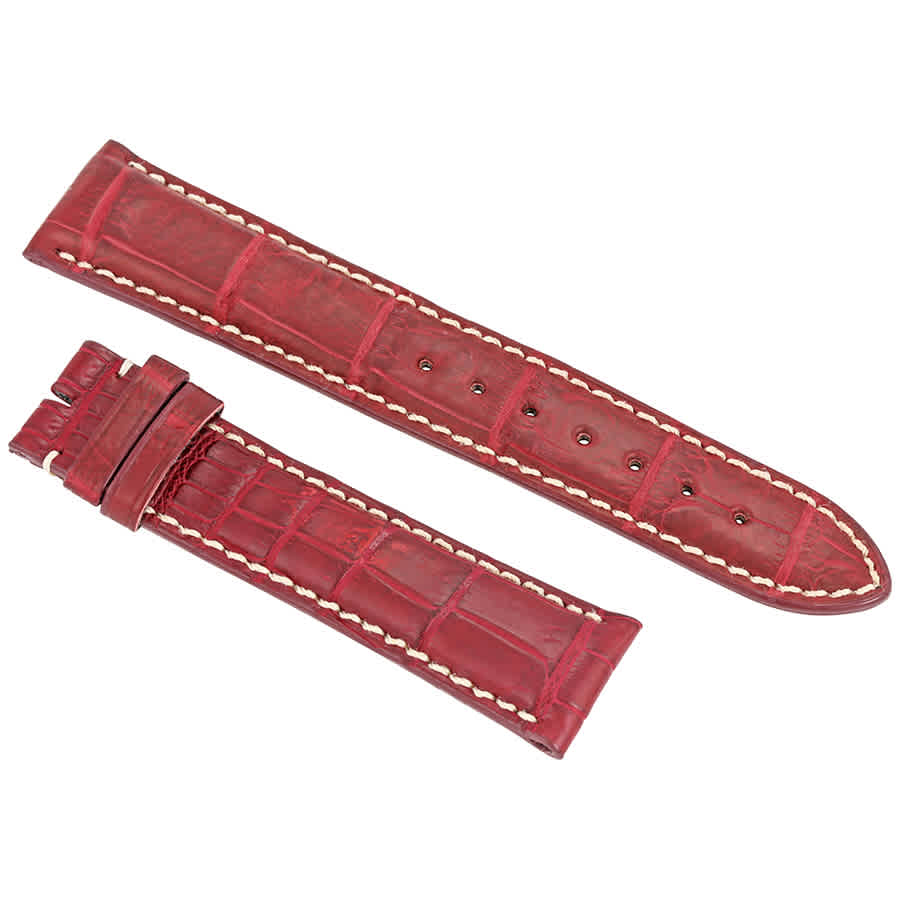 Hadley Roma Wine Matte 21 Mm Alligator Leather Strap In Red