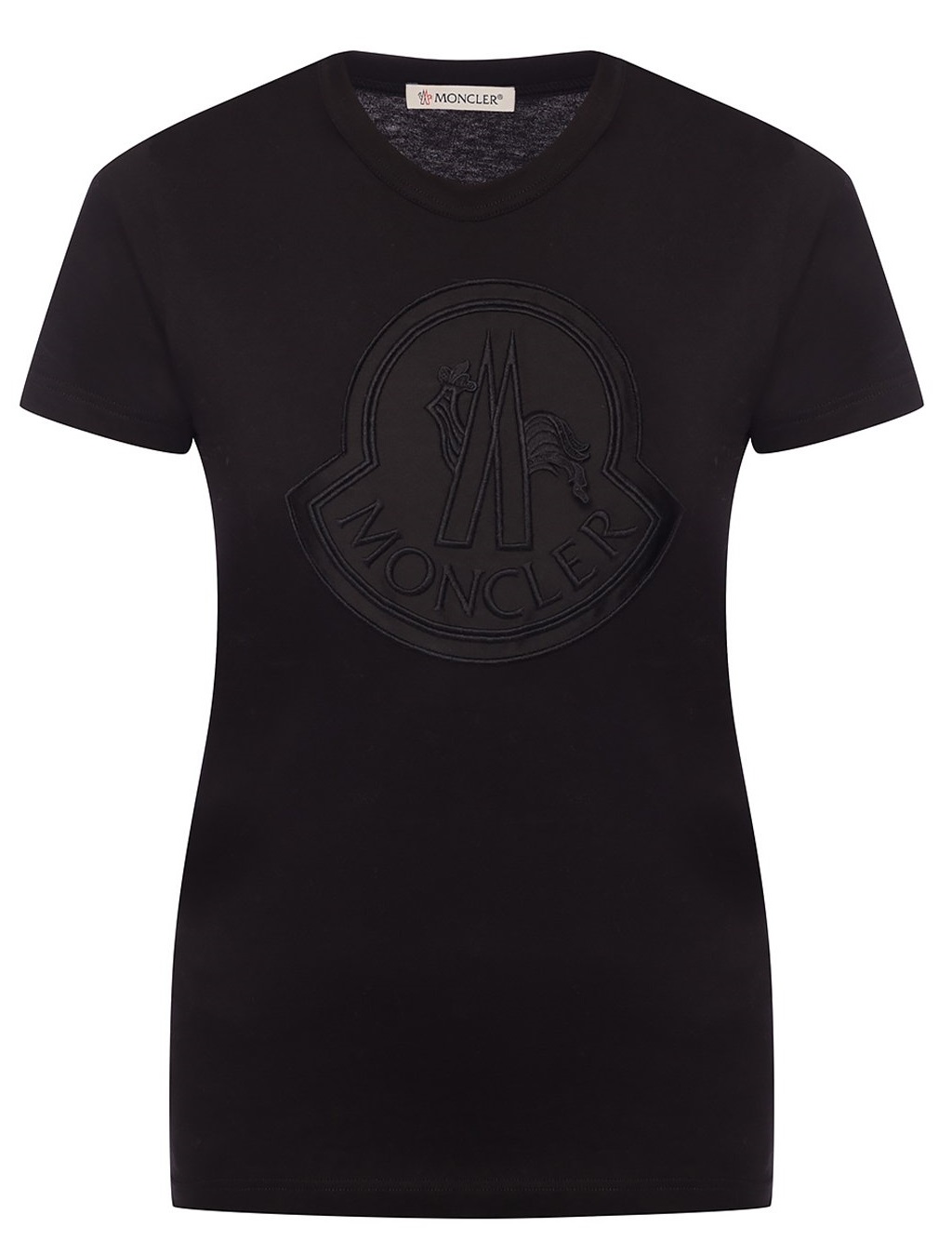 Shop Moncler Ladies Logo Patch T-shirt In Black