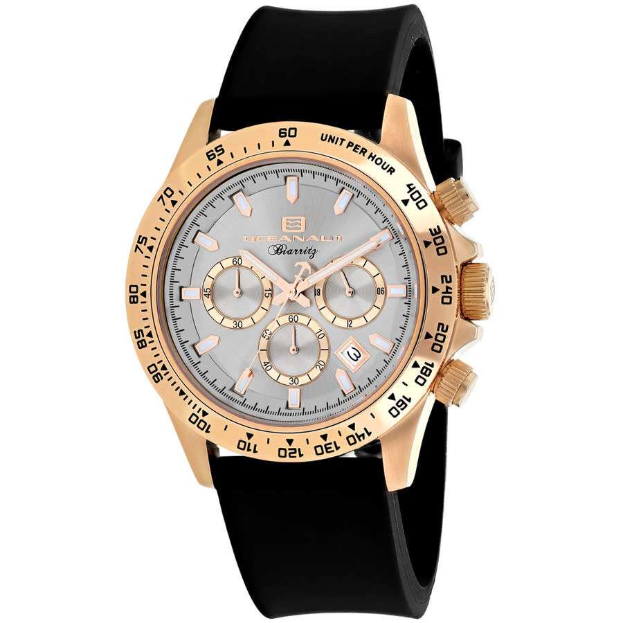 Oceanaut Biarritz Chronograph Quartz Silver Dial Mens Watch Oc6118r In Black / Gold Tone / Rose / Rose Gold Tone / Silver