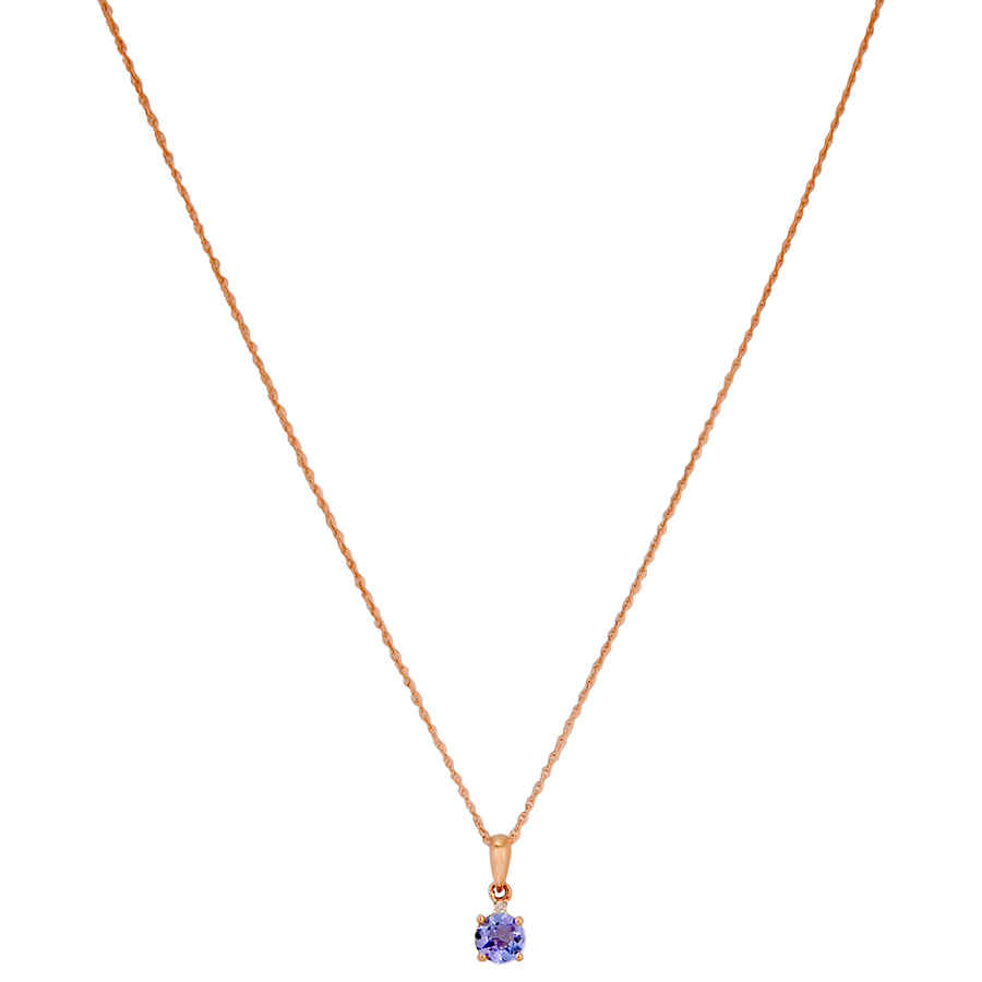Amour Tanzanite And Diamond Pendant With Chain In 10k Rose Gold In Gold / Rose / Rose Gold / Spring / White
