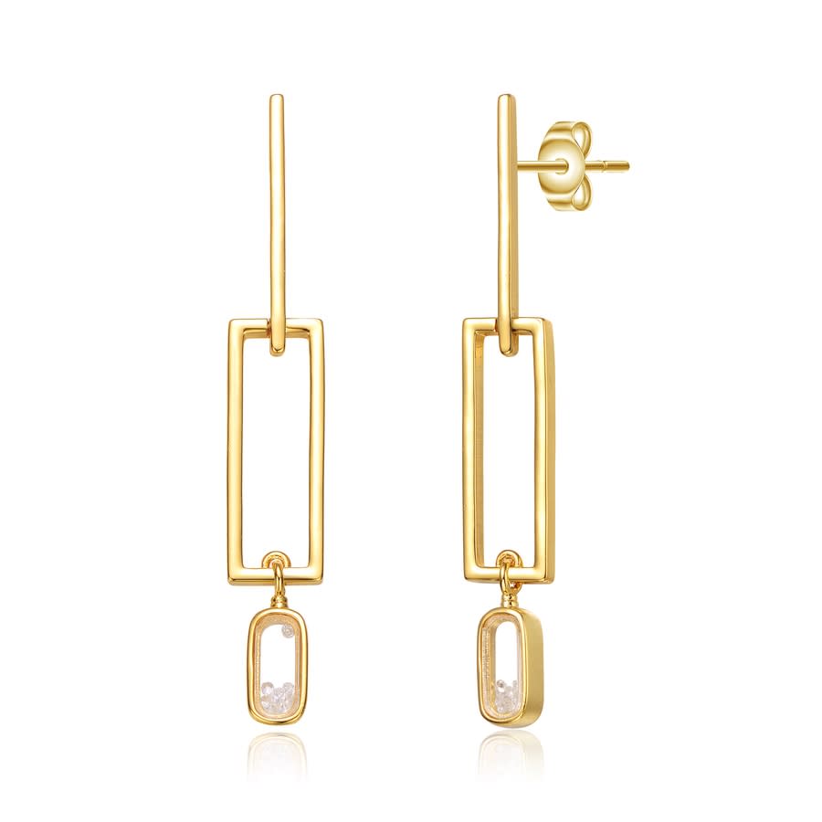 Rachel Glauber 14k Gold Plated Cubic Zirconia Drop Earrings In Gold-tone