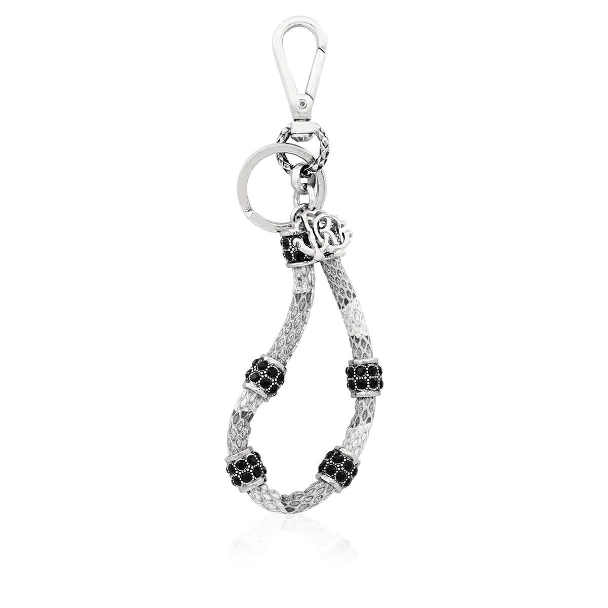 Roberto Cavalli Ayers Swar Metal Keyring In Silver/rock