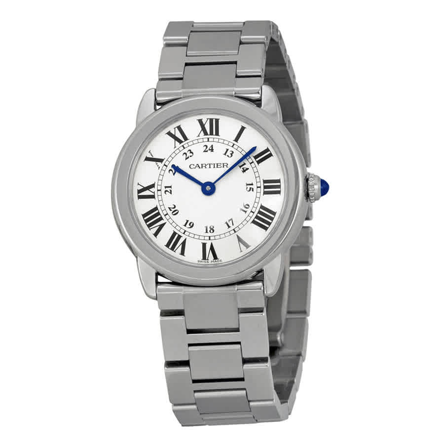 Cartier Rondo Solo Small Silver Dial Ladies Watch W6701004 In Blue / Silver