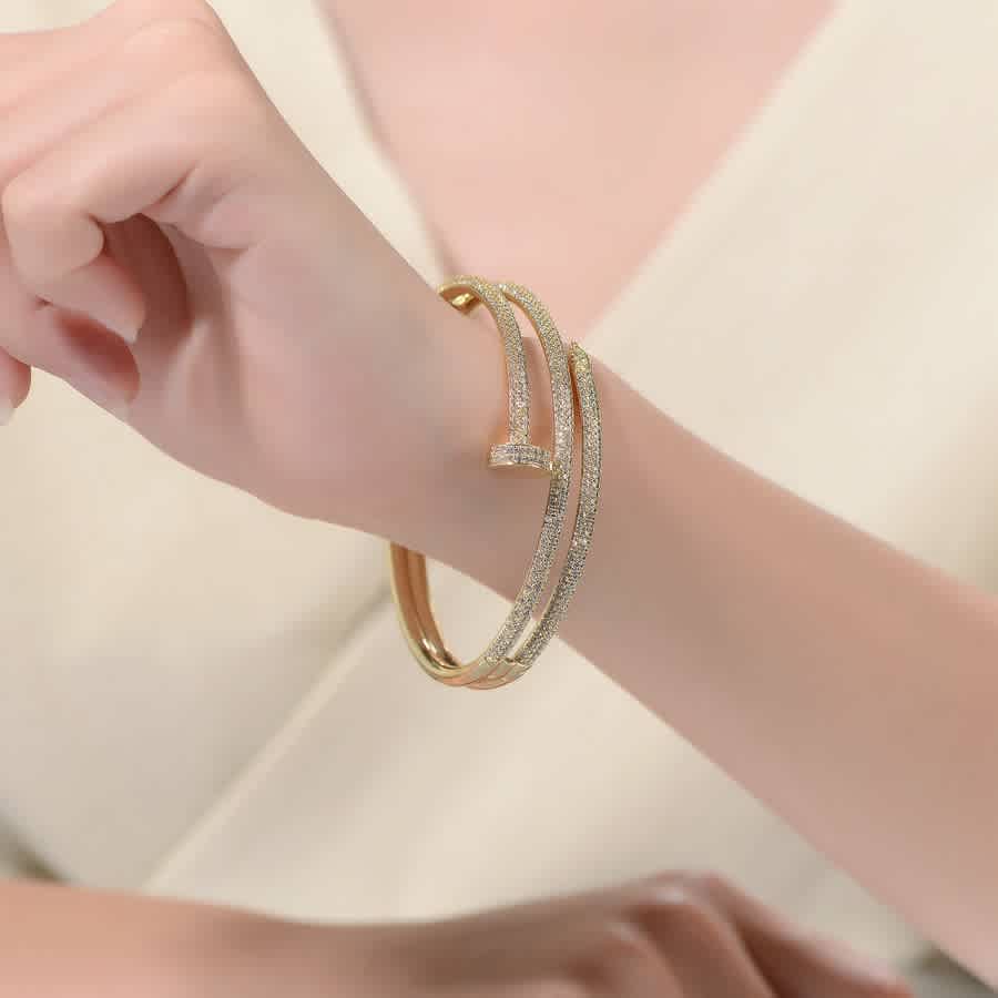 Shop Rachel Glauber Gold Plated Cubic Zirconia Bangle Bracelet In Gold-tone