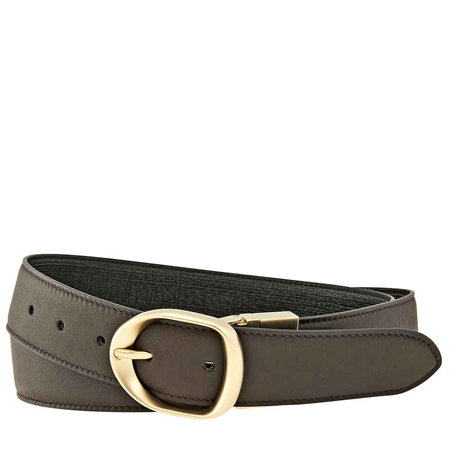 Zegna Ermenegildo  Xxl Leather Belt- Brown/black 43'' In Black,brown,gold Tone