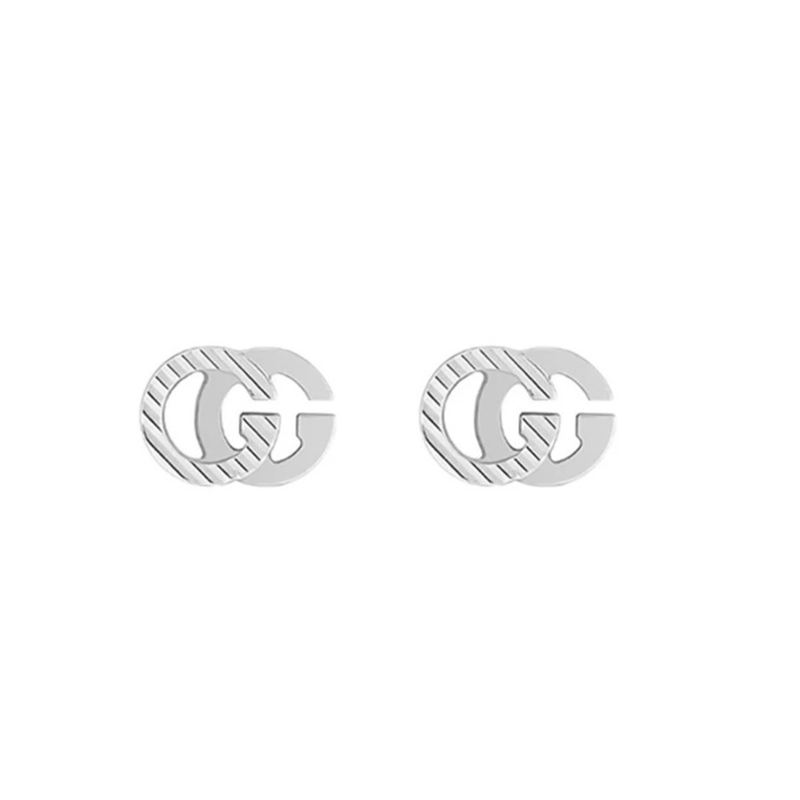 Shop Gucci Gg Running 18k White Gold Earrings