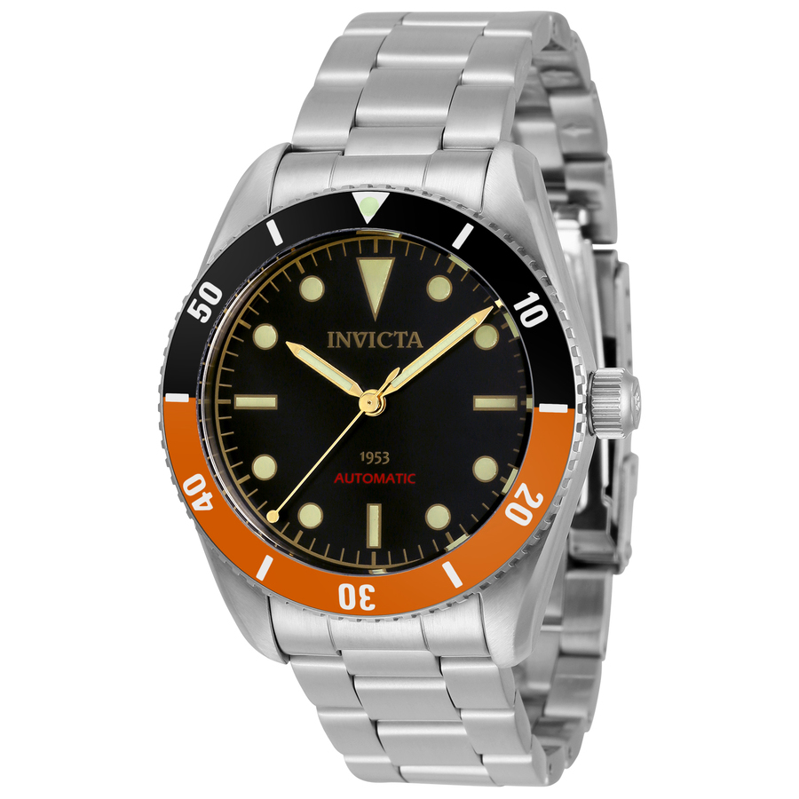 Invicta Pro Diver Automatic Black Dial Mens Watch 34336 In Black / Gold Tone / Orange