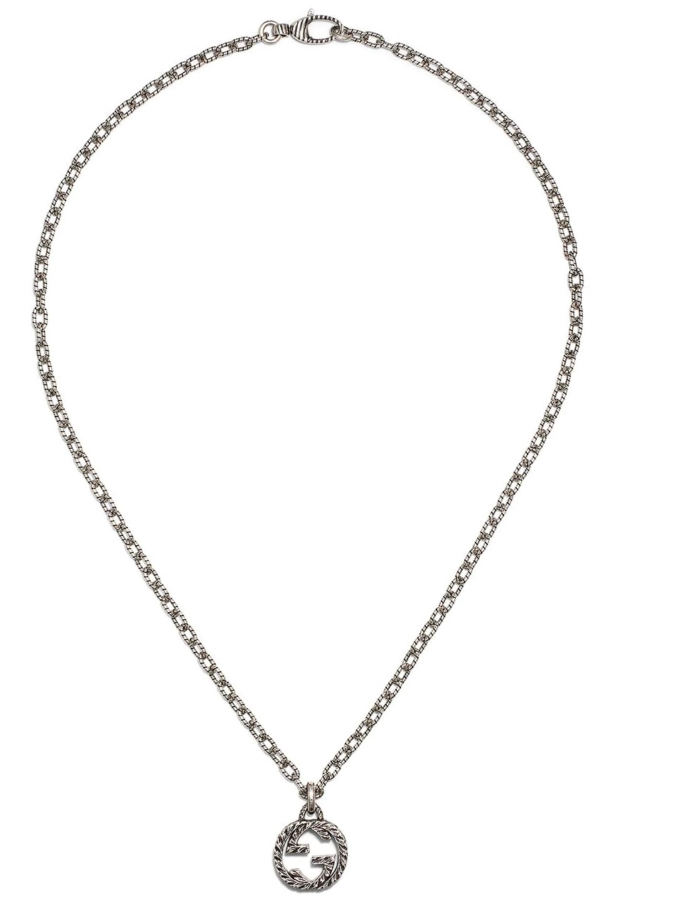 Gucci Ladies Aged Interlocking G Necklace In Silver
