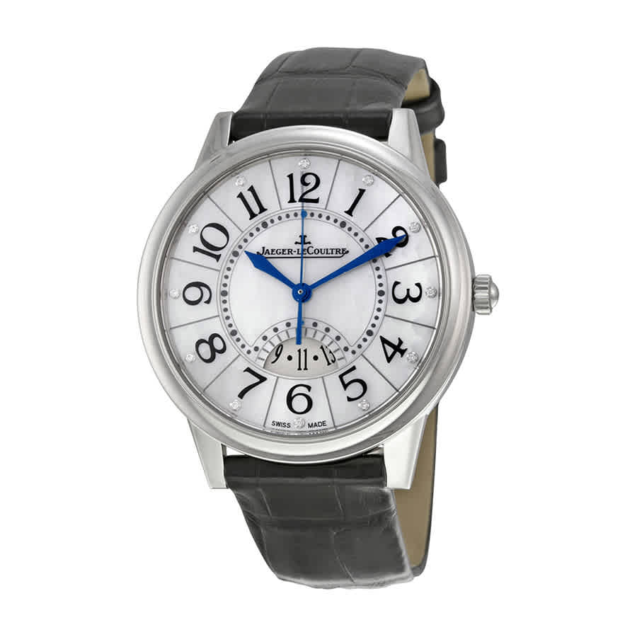 JAEGER-LECOULTRE RENDEZ-VOUS DATE MOTHER OF PEARL DIAL BLACK LEATHER MENS WATCH Q3548490