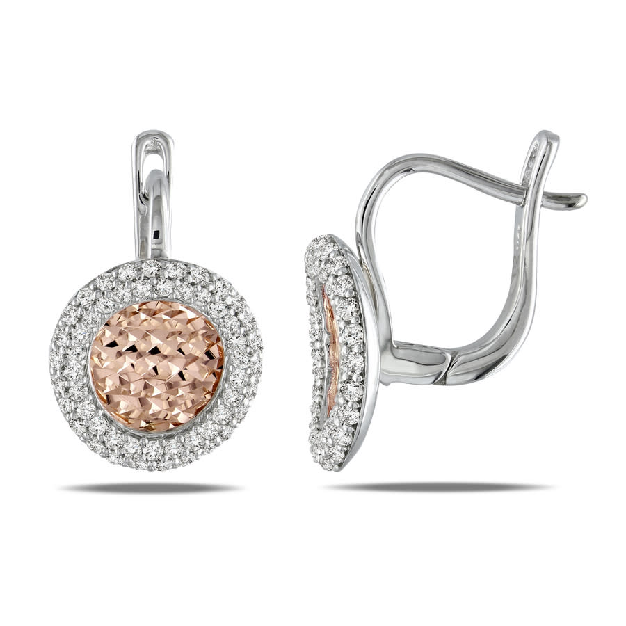 Amour 3/4 Ct Tw Diamond Earrings In 18k White And Rose Gold In Two-tone