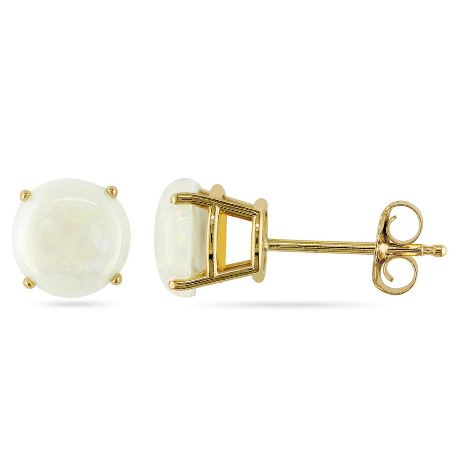 Amour Opal Stud Earrings In 10k Yellow Gold