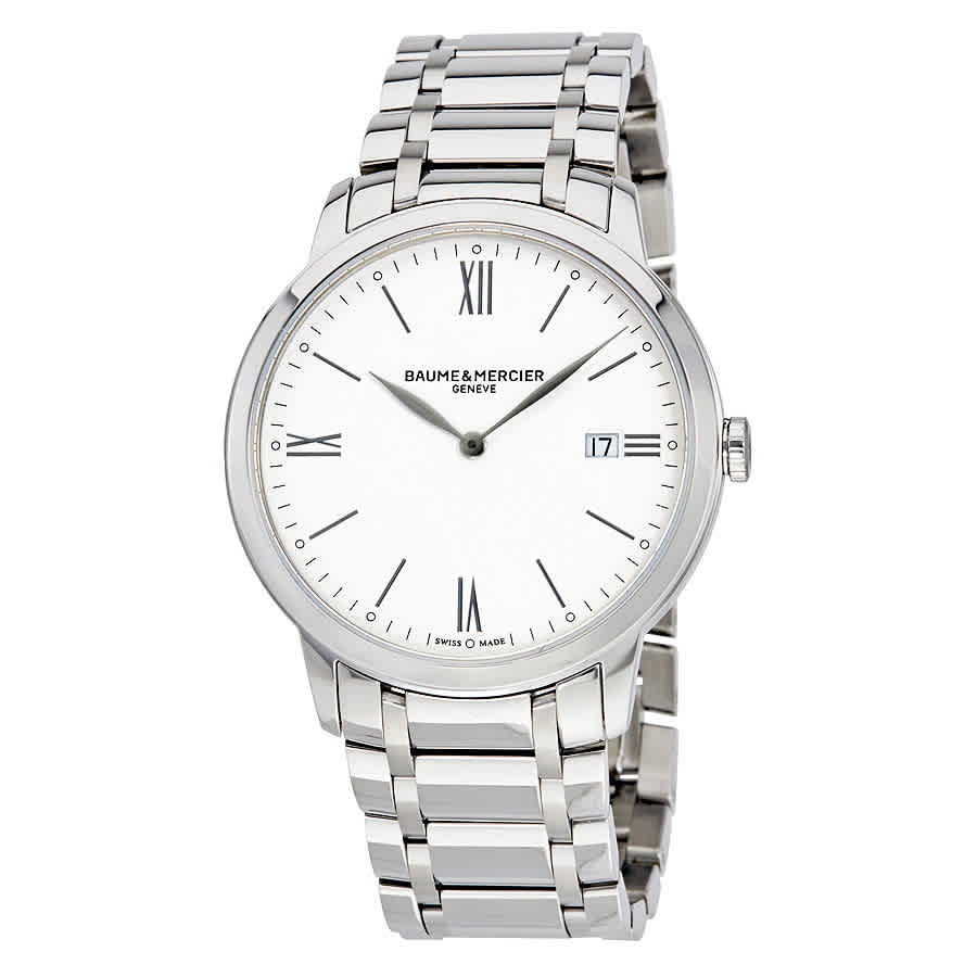 Baume Et Mercier Classima White Dial Mens Watch 10354 In Silver Tone,white