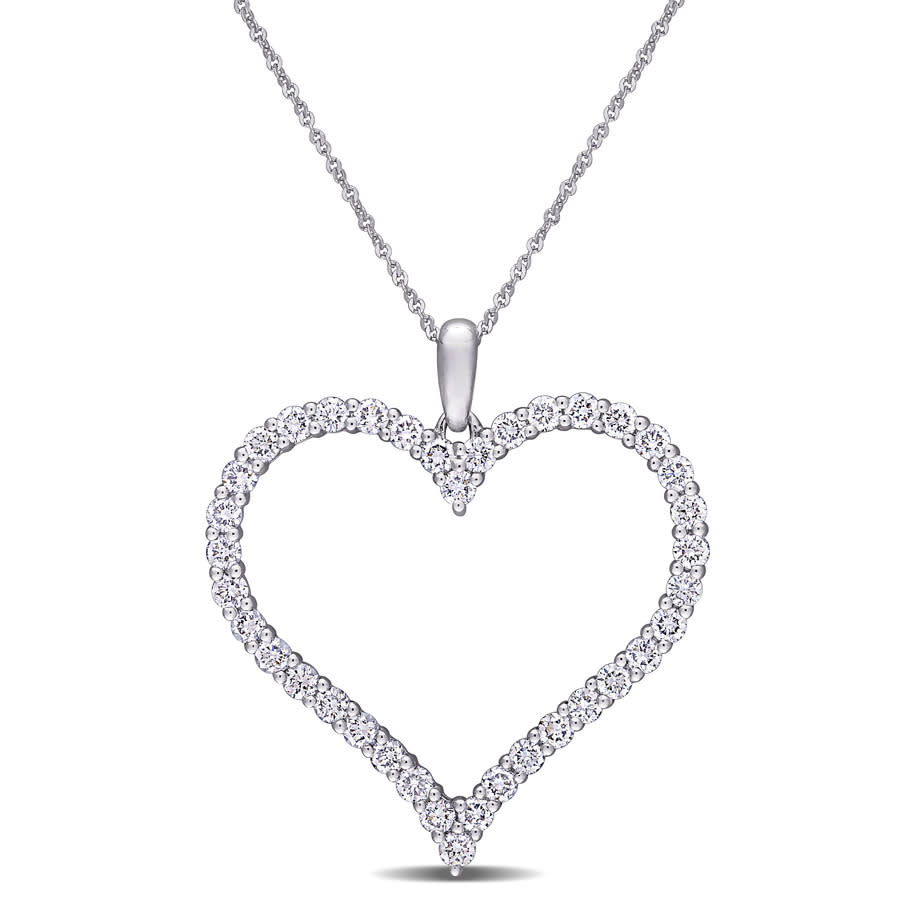 Created Forever 1 1/4 Ct Tw Lab Created Diamond Heart Necklace In 14k White Gold