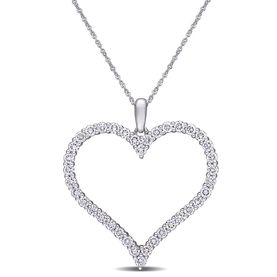 Created Forever 1 1/4 Ct Tw Lab Created Diamond Heart Necklace In 14k White Gold In White