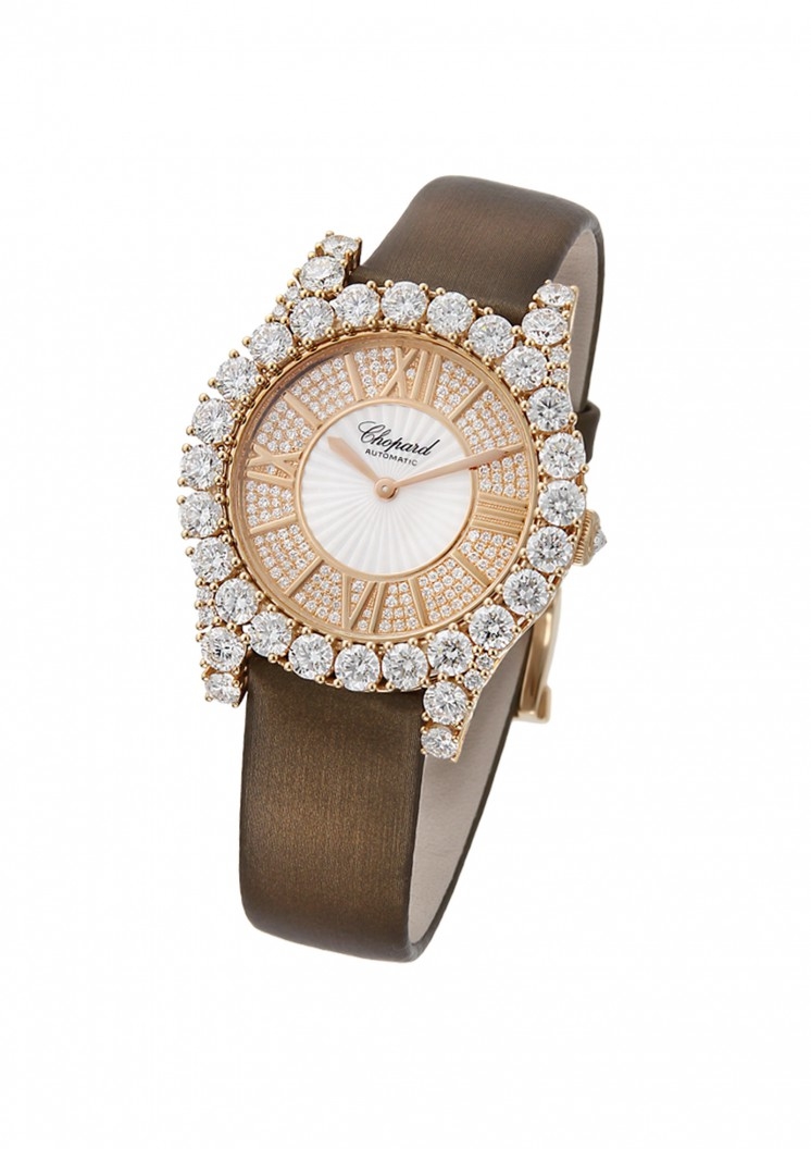 Chopard Heure Du Diamant Diamond Set Guilloche Watch 139419-5001 In Brown / Gold / Gold Tone / Rose / Rose Gold / Rose Gold Tone