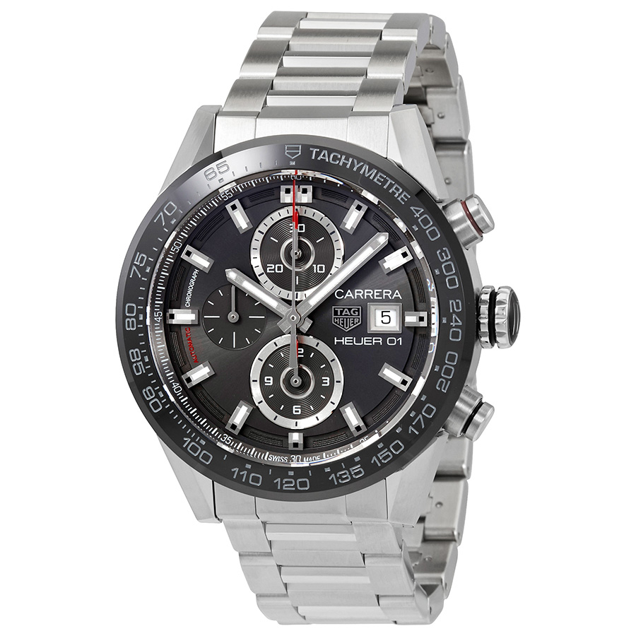 Pre-owned Tag Heuer Carrera Chronograph Automatic Mens Watch Car201w.ba0714 In Anthracite / Black