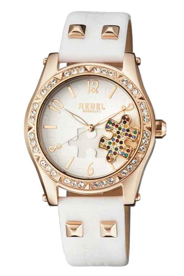 Shop Rebel Gravesend White Dial Ladies Watch Rb111-8021 In Gold Tone / Rose / Rose Gold Tone / White