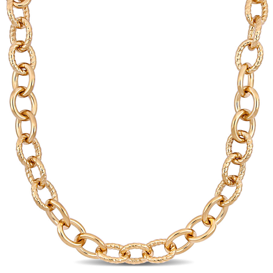 Amour 14mm Oval Link Necklace In Yellow Plated Sterling Silver