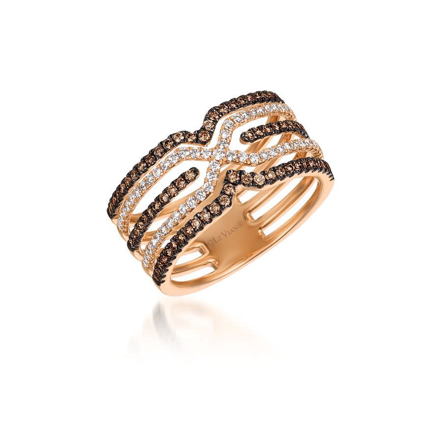 Le Vian Ladies Chocolate Diamonds Fashion Ring In 14k Strawberry Gold In Brown