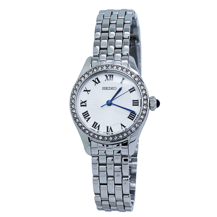 Seiko Classic Quartz White Dial Ladies Watch Sur333 In Blue / White