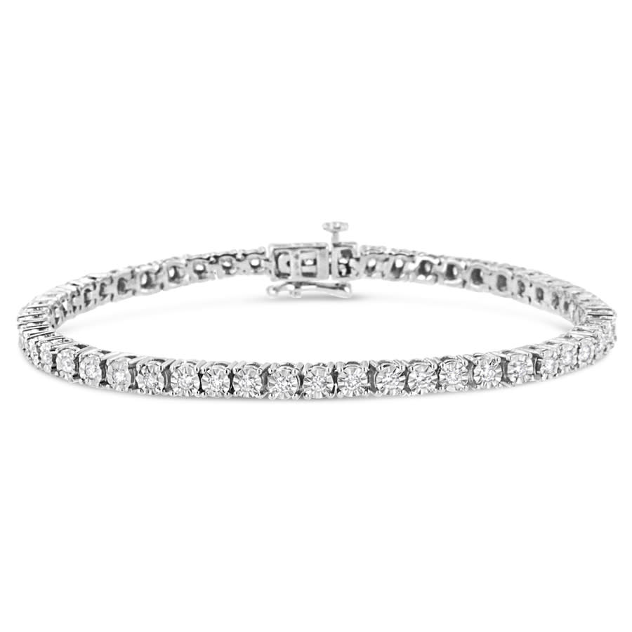 HAUS OF BRILLIANCE .925 STERLING SILVER 3.0 CTTW LAB GROWN DIAMOND ILLUSION-SET MIRACLE PLATE TENNIS BRACELET (G-H COLO
