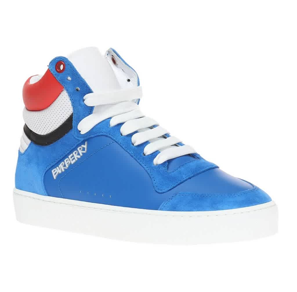 BURBERRY REETH BLUE SUEDE HIGH-TOP TRAINERS