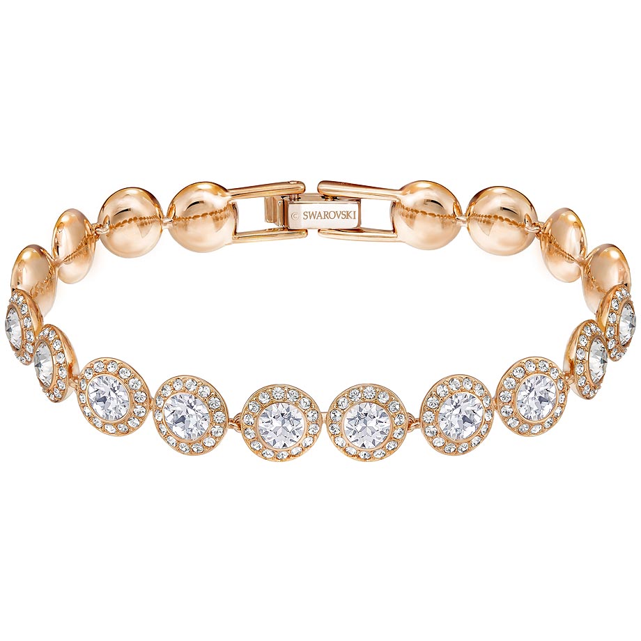 Swarovski Crystal Halo Link Bracelet In Gold / Gold Tone / Rose