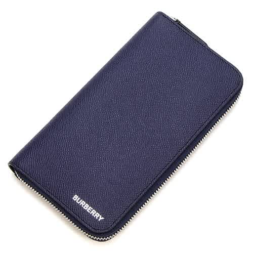 Burberry Blue Grainy Leather Ziparound Wallet