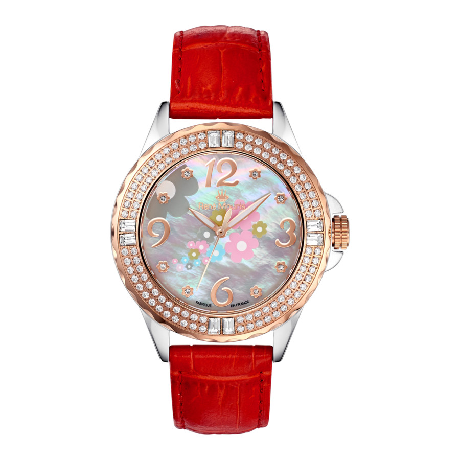 Rene Mouris La Fleur Quartz Ladies Watch 50104rm12 In Red   / Gold Tone / Mop / Mother Of Pearl / Rose / Rose Gold Tone