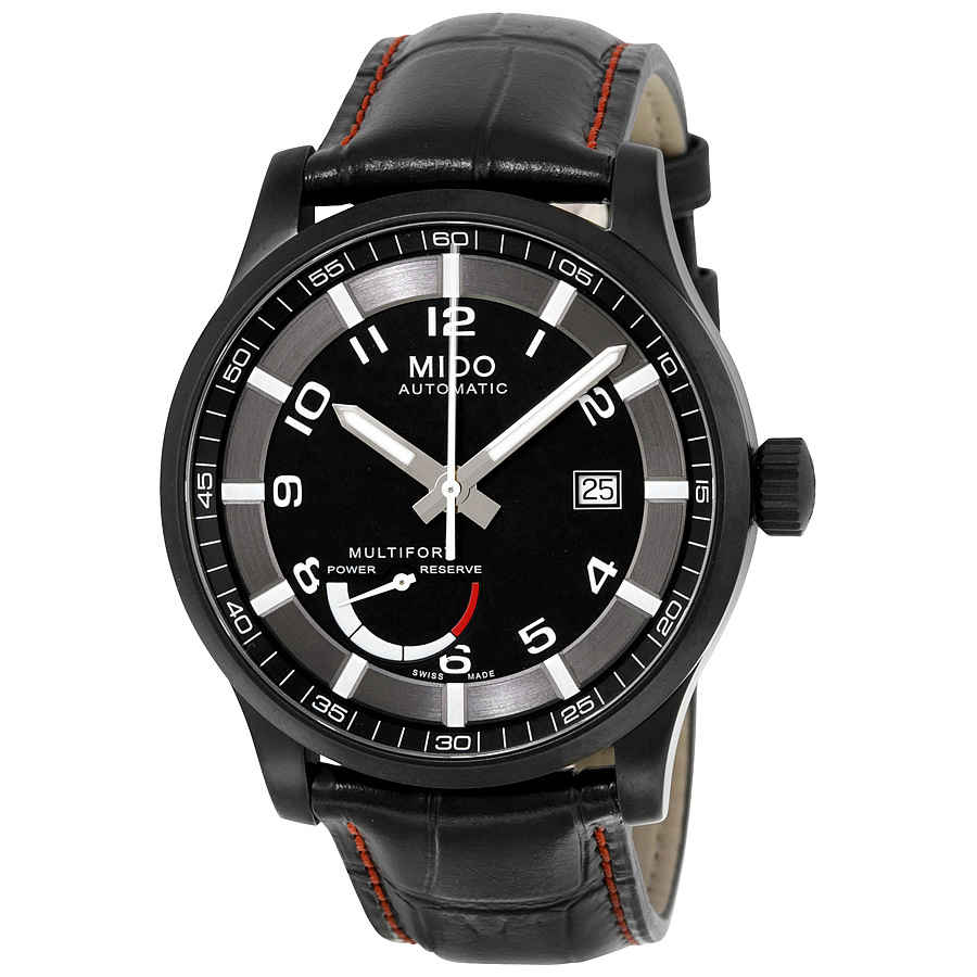MIDO MULTIFORT AUTOMATIC POWER RESERVE INDICATOR BLACK DIAL MENS WATCH M0054243605222