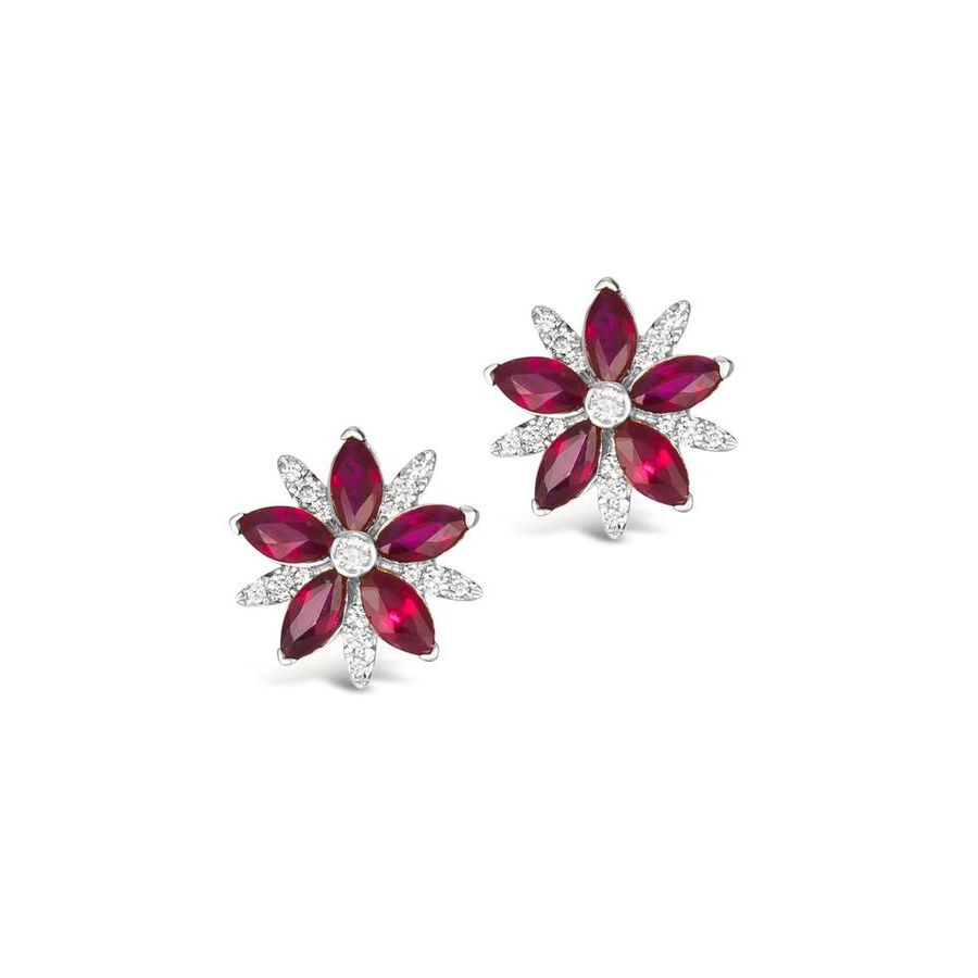 Le Vian Ladies Passion Ruby Earrings Set In 14k Vanilla Gold In White