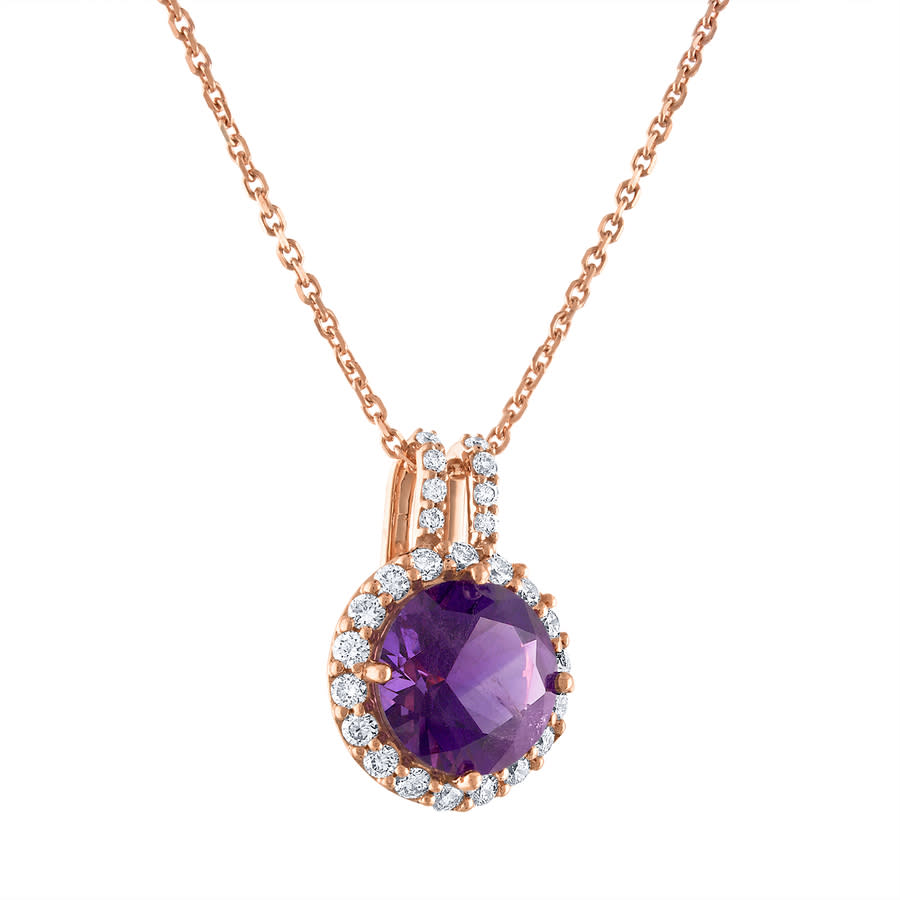 Tresorra 18k Rose Gold Diamond & Amethyst Necklace In Yellow