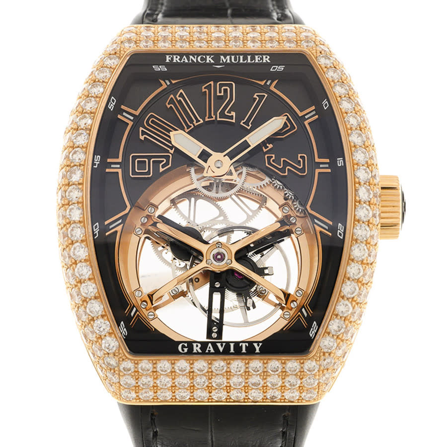 Franck Muller Gravity Hand Wind Diamond Men's Watch V45tgravitycsd(5nnr) In Black / Gold / Gold Tone / Rose / Rose Gold / Rose Gold Tone