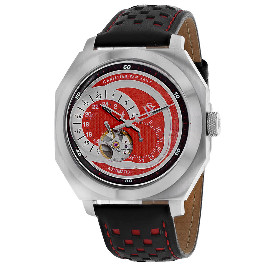 Christian Van Sant Machina Automatic Red Dial Mens Watch Cv0561 In Red   / Black