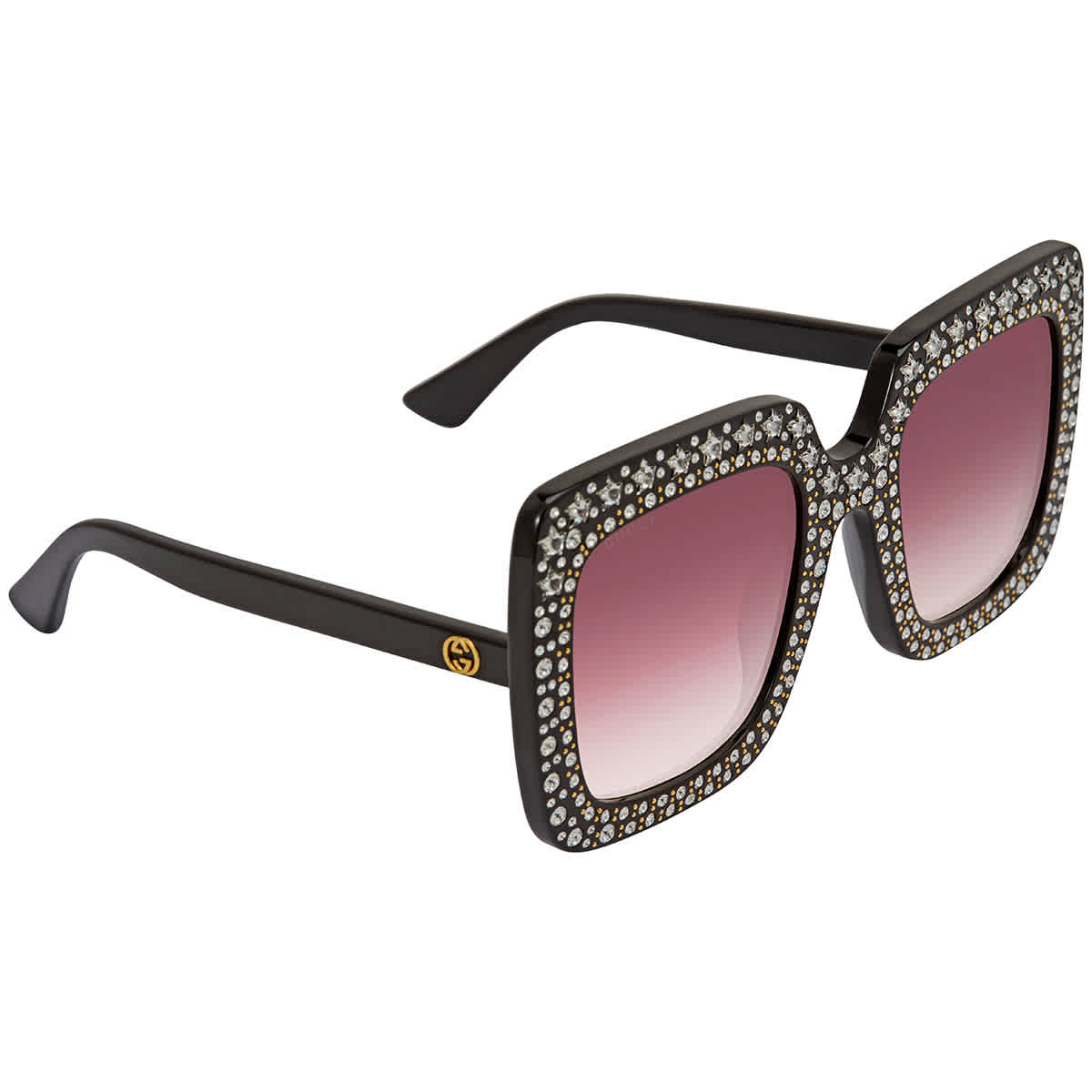 Click to view more detailed imagery on our partner's website Gucci Red Gradient Square Sunglasses Gg0148s 005 53 In Black,red