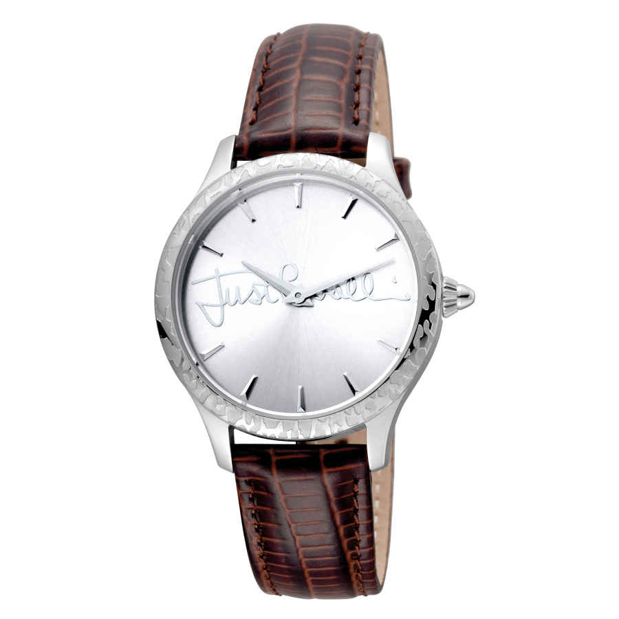 JUST CAVALLI FASHION SILVER DIAL BROWN LEATHER LADIES WATCH JC1L023L0015