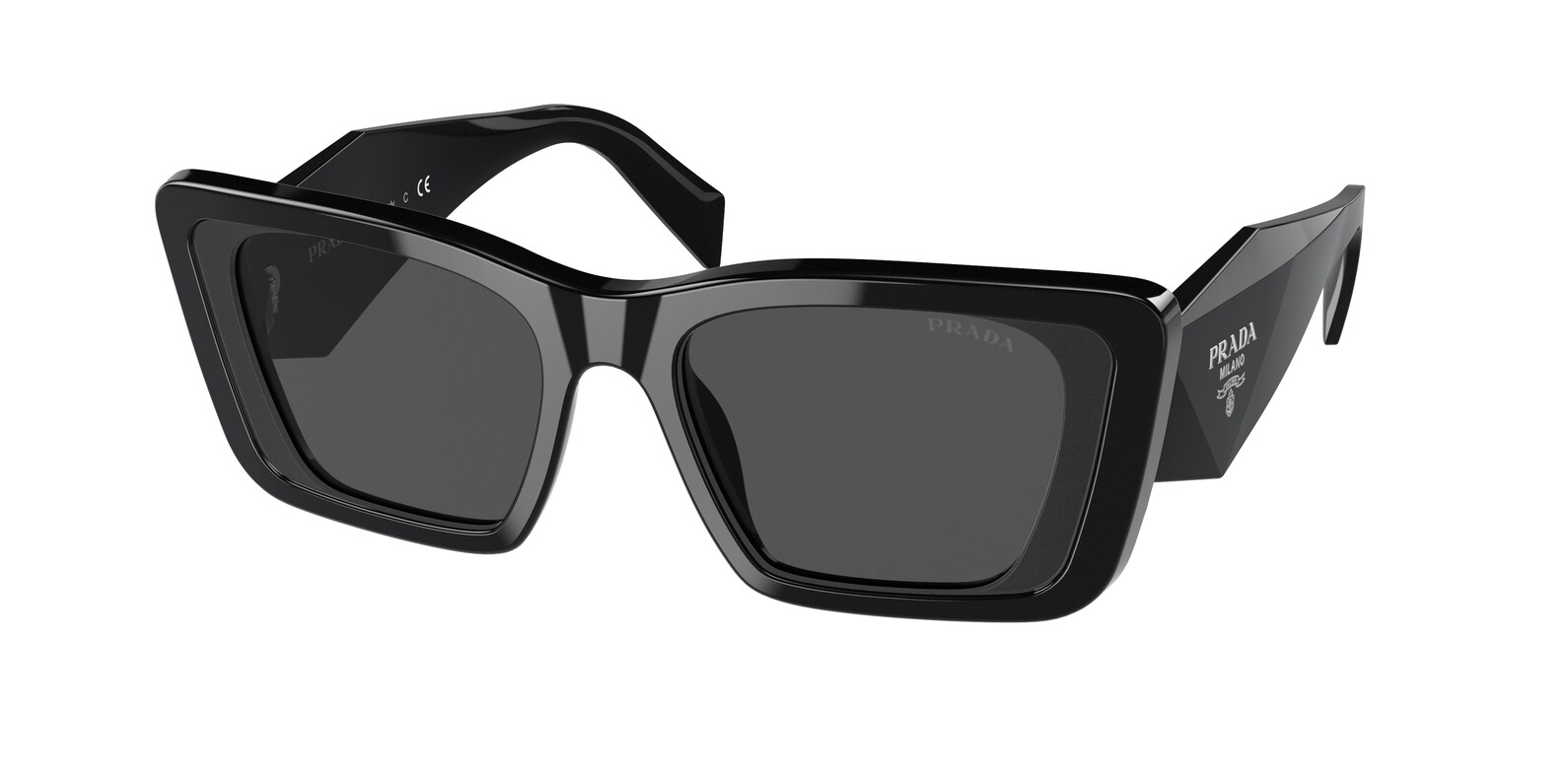 Prada Pr 08ys 1ab5s0 Cat Eye Sunglasses In Black / Dark / Grey