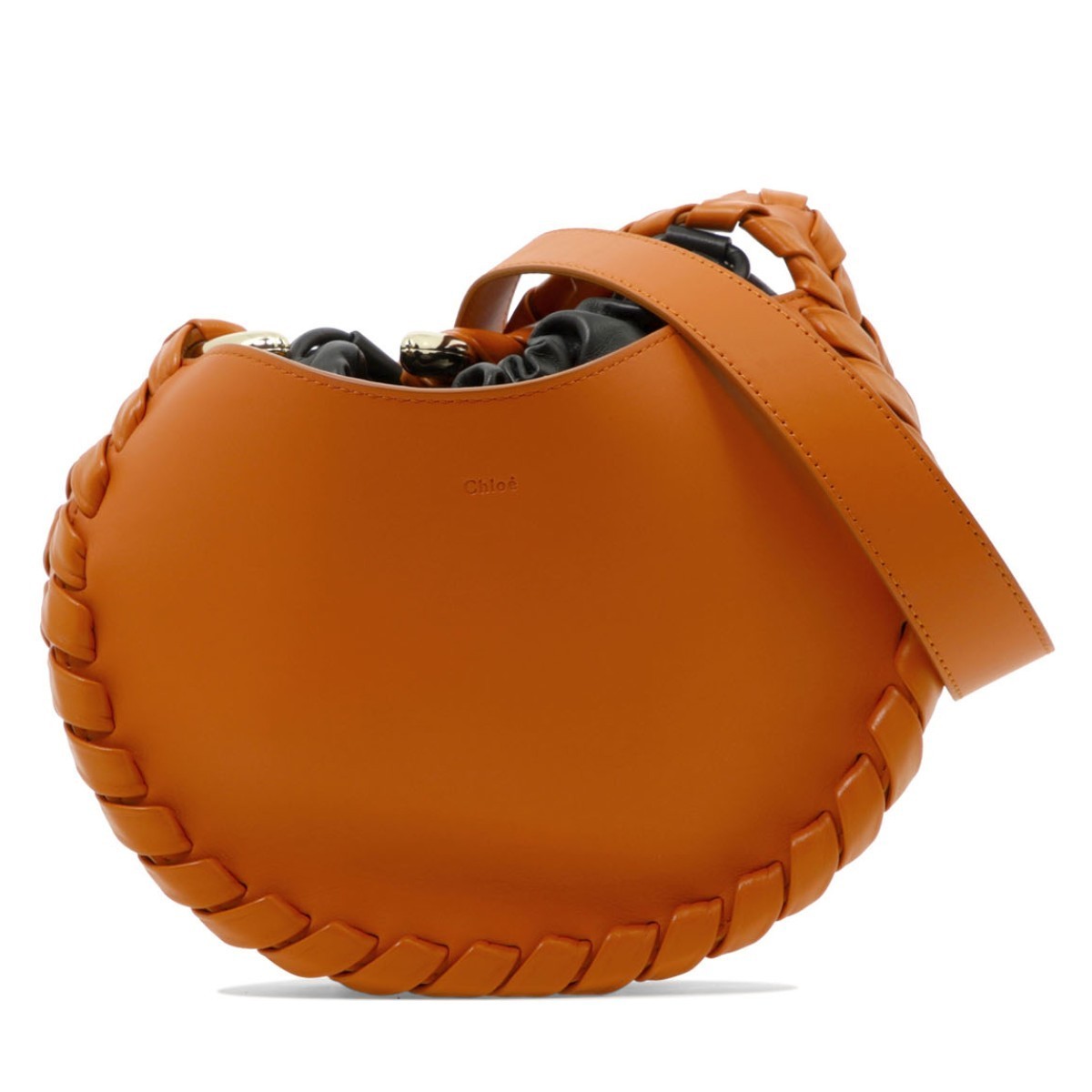 Chloé Small Mate Hobo Bag In Calf Leather In Orange