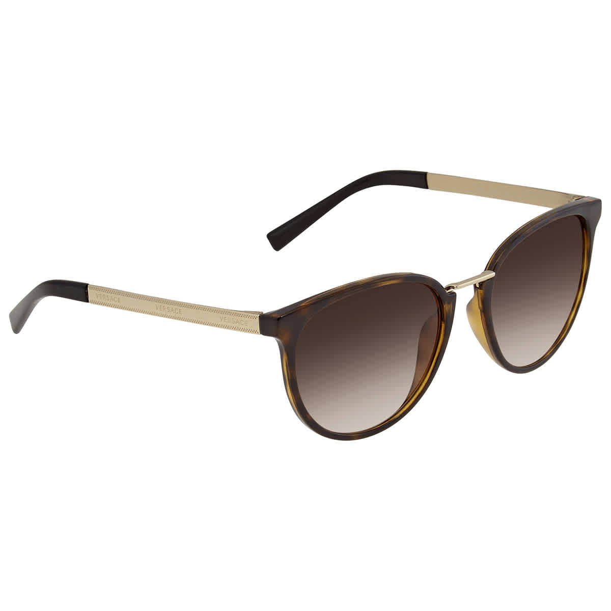 Versace Brown Gradient Round Sunglasses Ve4366 10813 54 In Brown / Tortoise
