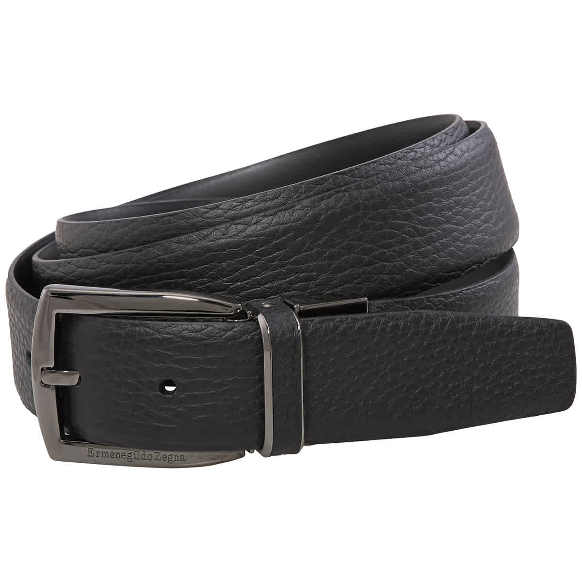 Ermenegildo Zegna Black Calfskin Leather Belt