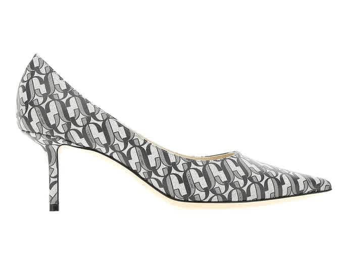 Jimmy Choo Ladies Love 65 Monogram Glitter Pumps In Grey