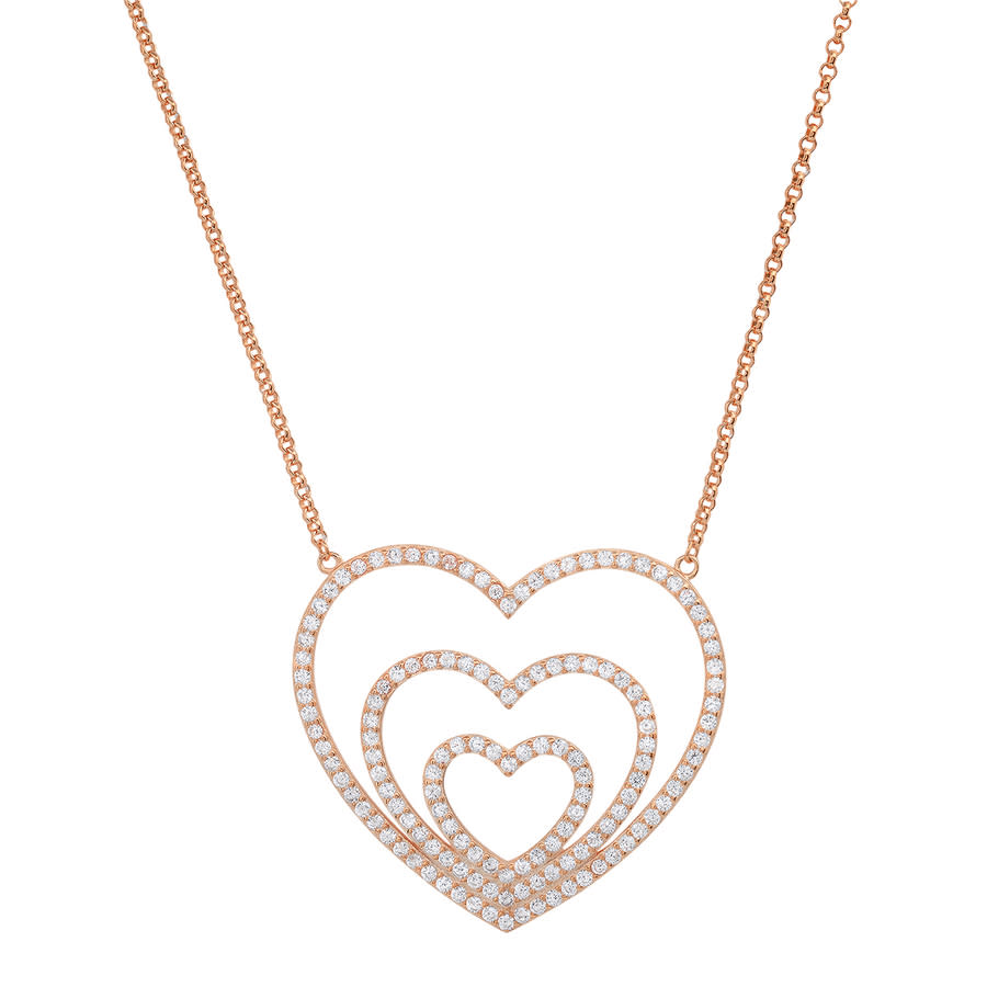 Kylie Harper 14k Rose Gold Over Silver "layers Of Love" Cubic Zirconia  Cz Heart Necklace In Rose Gold-tone
